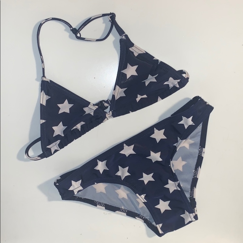 Hema Blue White Star Two Piece Bikini Swimsuit